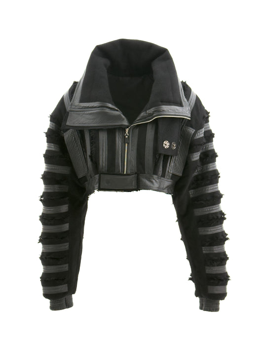 MISHA Cropped Leather and Wool Jacket