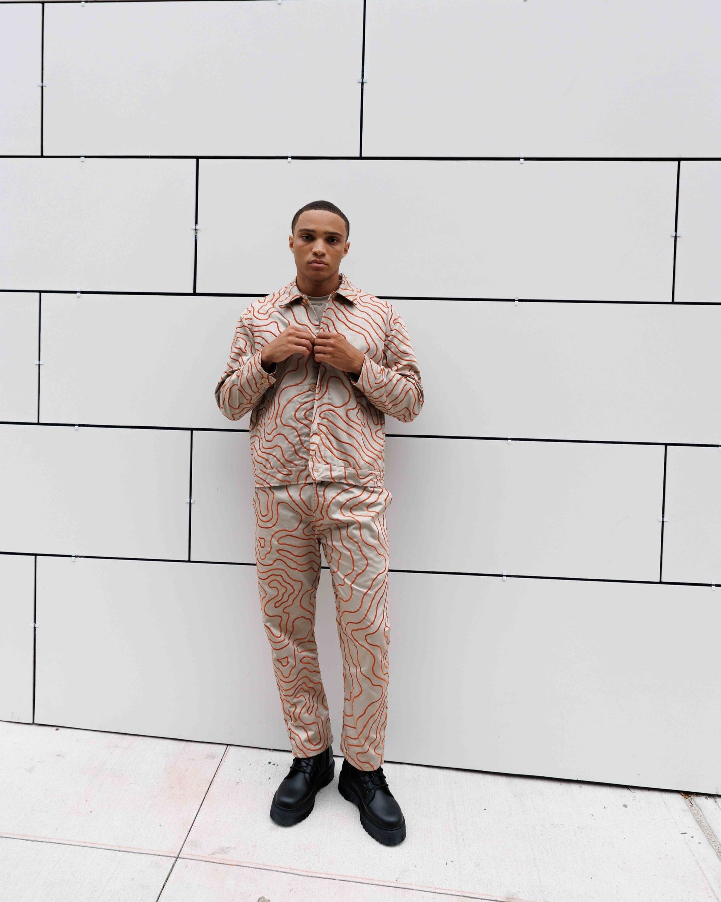 MIGZ Embroidered Seismic Print Pants