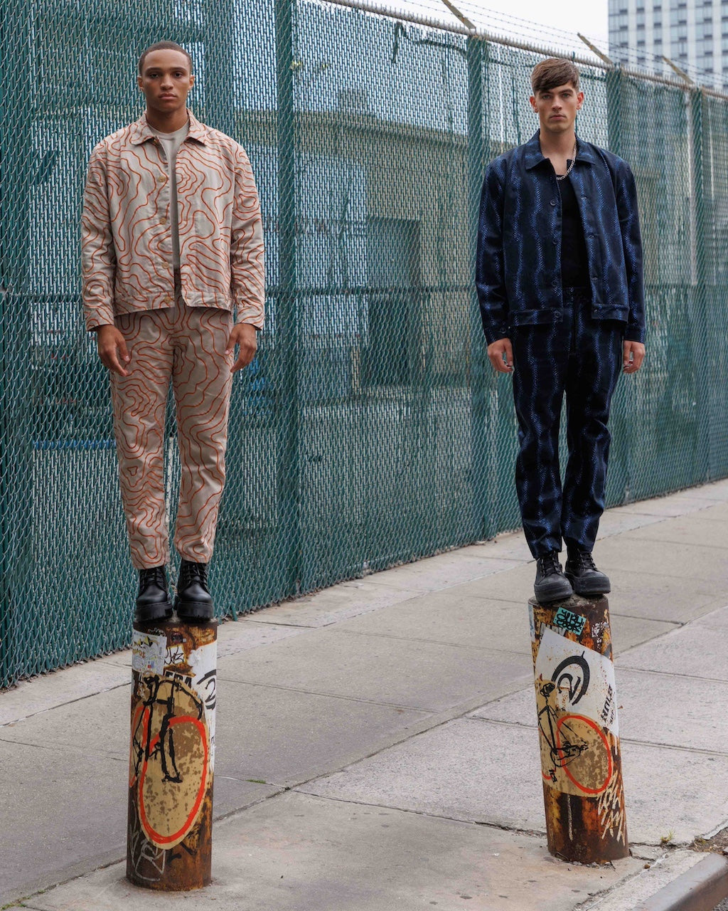 EDDY Blue Snake Print Straight Cut Pants