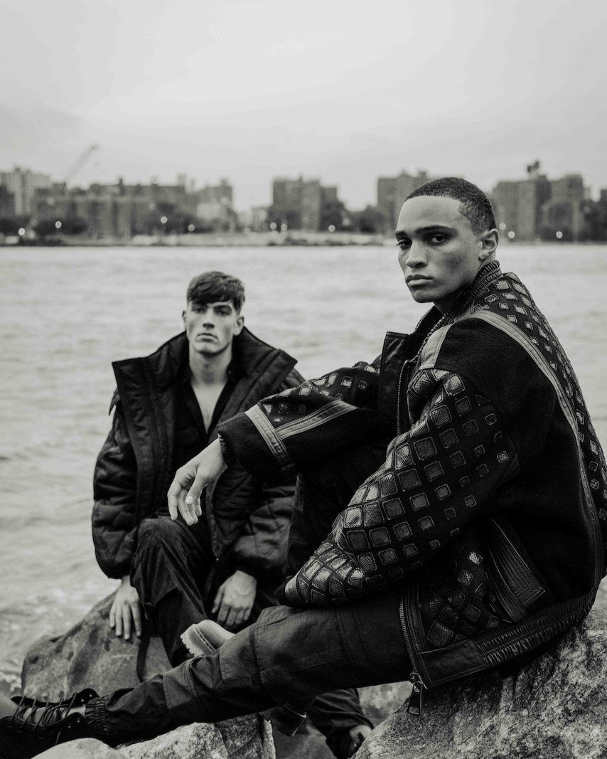 ARAK Tessellated Snakeskin Oversized Bomber Jacket