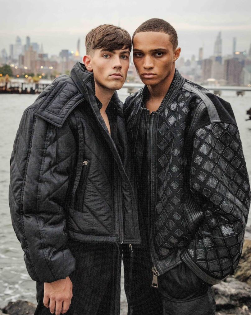 ARAK Tessellated Snakeskin Oversized Bomber Jacket