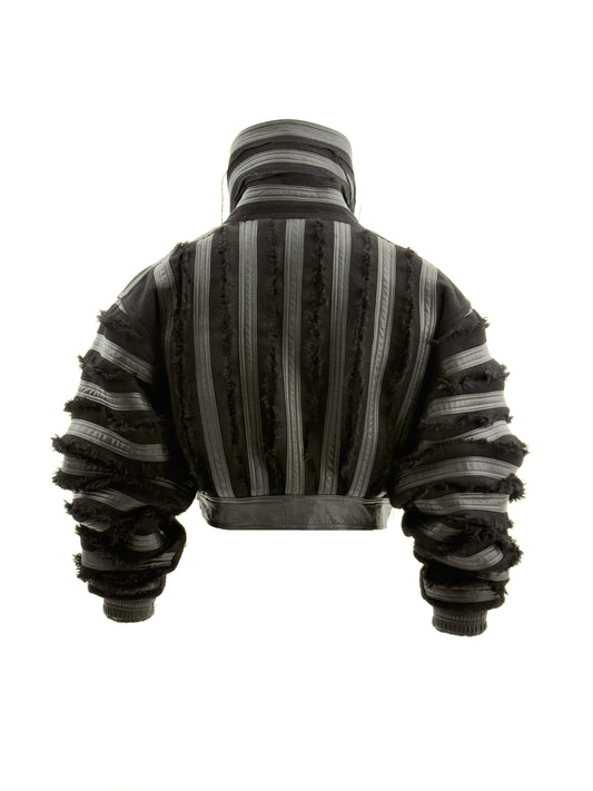 MISHA Cropped Leather and Wool Jacket