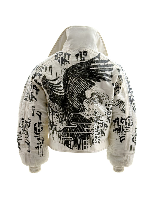 CONDOR Oversized White Jacket with Digital Art