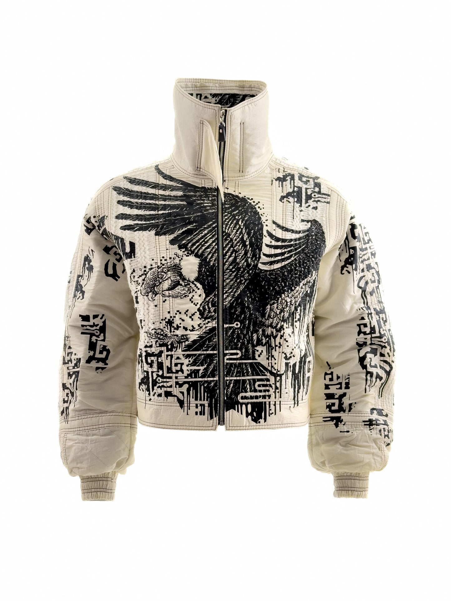 CONDOR Oversized White Jacket with Digital Art