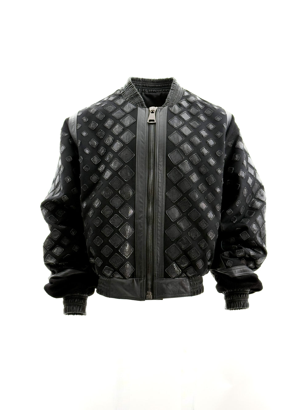 ARAK Tessellated Snakeskin Oversized Bomber Jacket