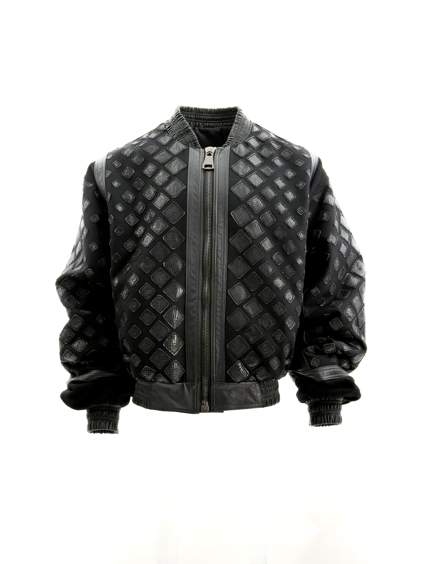 ARAK Tessellated Snakeskin Oversized Bomber Jacket