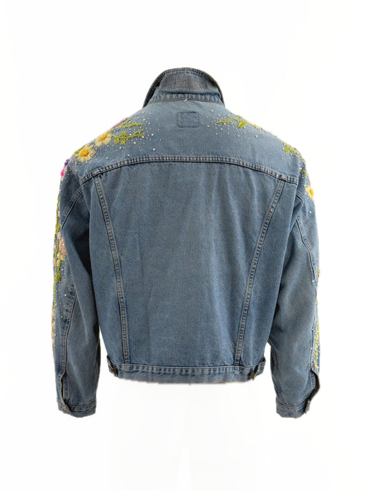 FLORA 1 hand-embroidered denim jacket