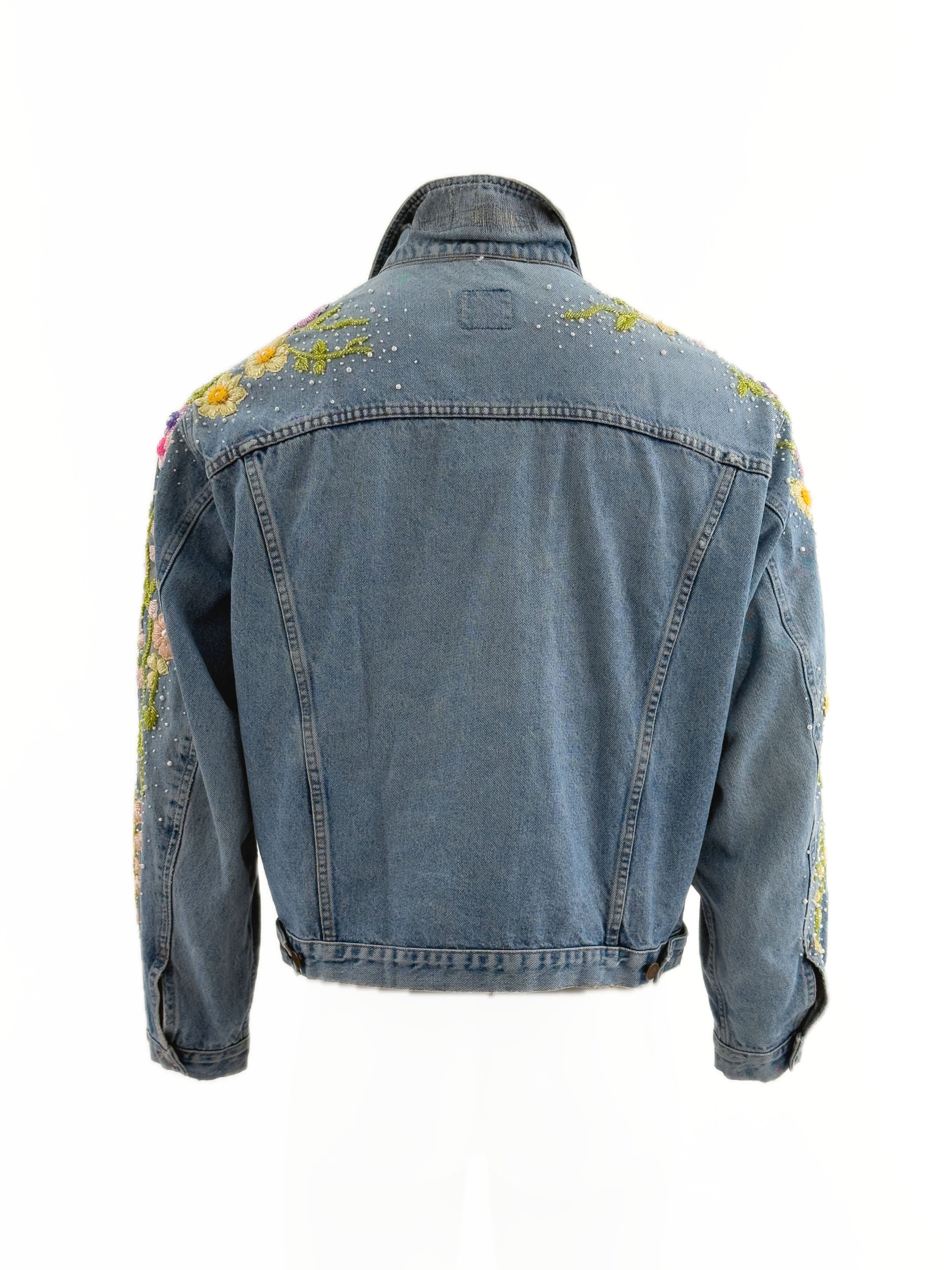 FLORA 1 hand-embroidered denim jacket – SAM